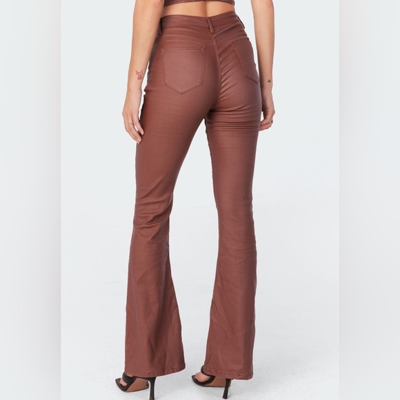Edikted Faux Leather Chocolate Brown Pants - Picture 5 of 11